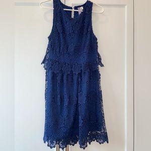 Blue Lace Two Panel Dress